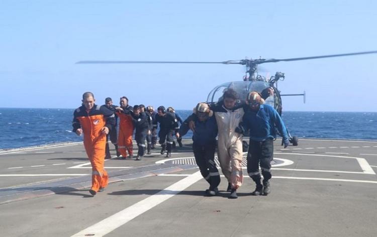 Indian Navy warship INS Kolkata successfully rescues 21 crew members from bulk carrier MV True Confidence in Gulf of Aden