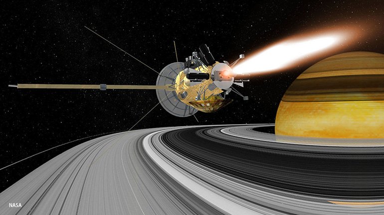 nasassaturnorbitingcassinispacecraftfacesfieryfinish