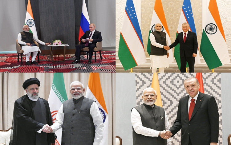 pmmodiholdsbilateralmeetingswithpresidentsofrussiauzbekistaniranturkeyonthesidelinesofscosummitinsamarkand