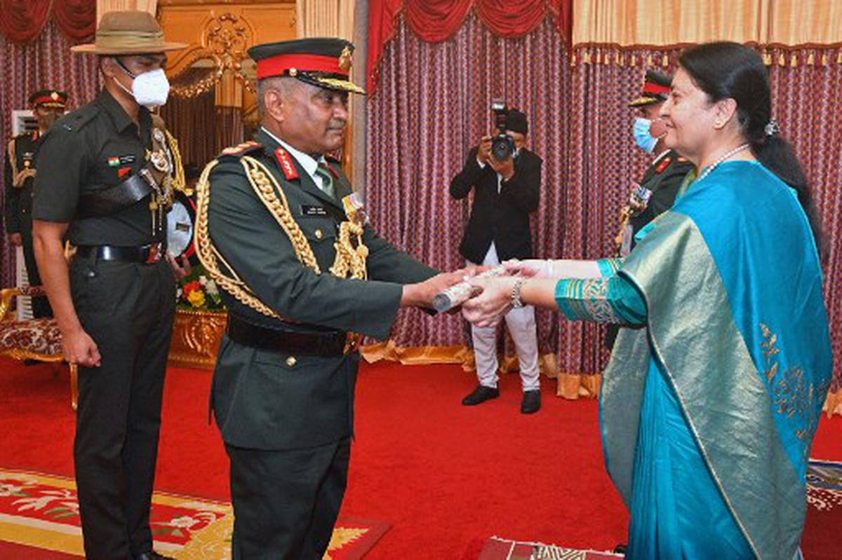 indianarmychiefmanojpandeconferredhonoraryrankofnepalarmygeneral