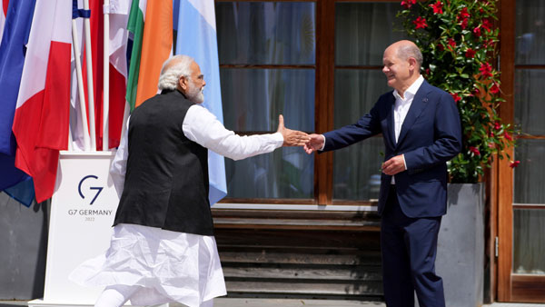 PM Narendra Modi and German Chancellor Olaf Scholz meet on the sidelines of the G7 Summit