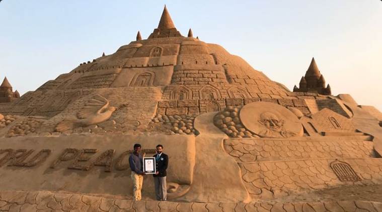 sudarsanpattnaikcreatesguinnessworldrecordbycreating488feettallsandcastle