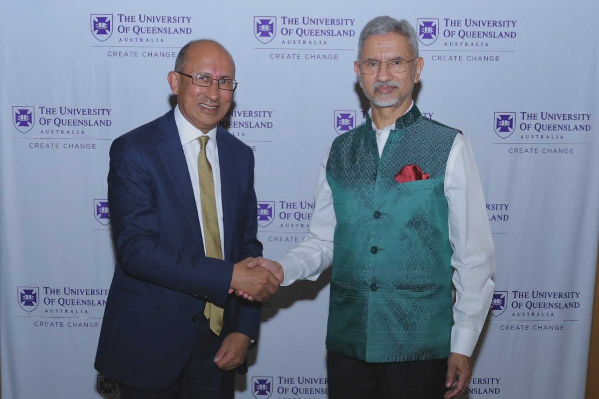 eamdrsjaishankarmeetsuniversityofqueenslandchancellorpetervargheseinbrisbane